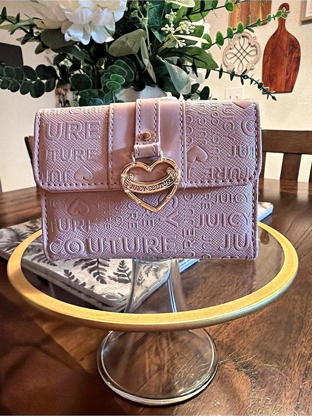 Juicy Couture Embossed Zip Wallet in Pink Like New